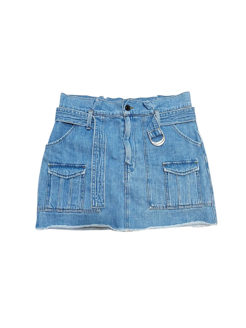 Frame Dana Denim Paper Bag Belted Mini Skirt Sz 27